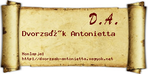 Dvorzsák Antonietta névjegykártya